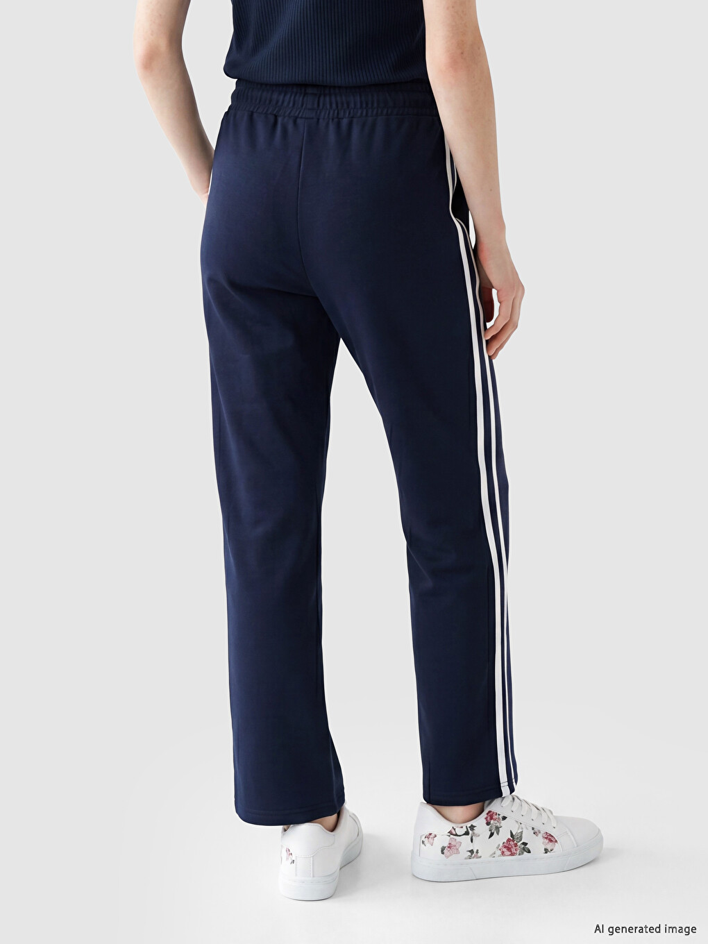 Weite Beine Gestreifte Damen Jogginghose-2