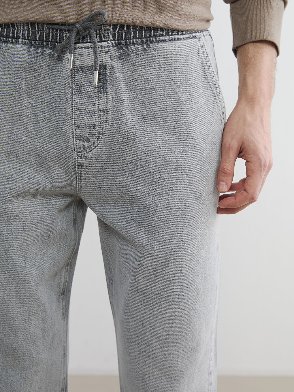 Gri Straight Fit Erkek Jean Pantolon-2