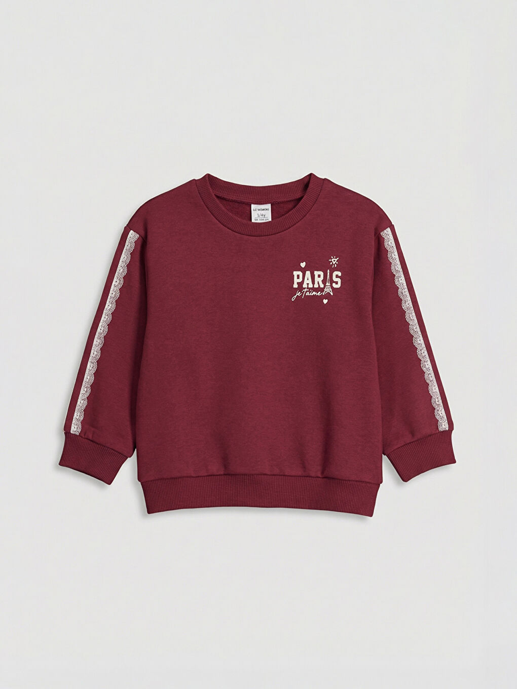 Bordo Paris Baskılı Kız Çocuk Sweatshirt ve Pantolon-1