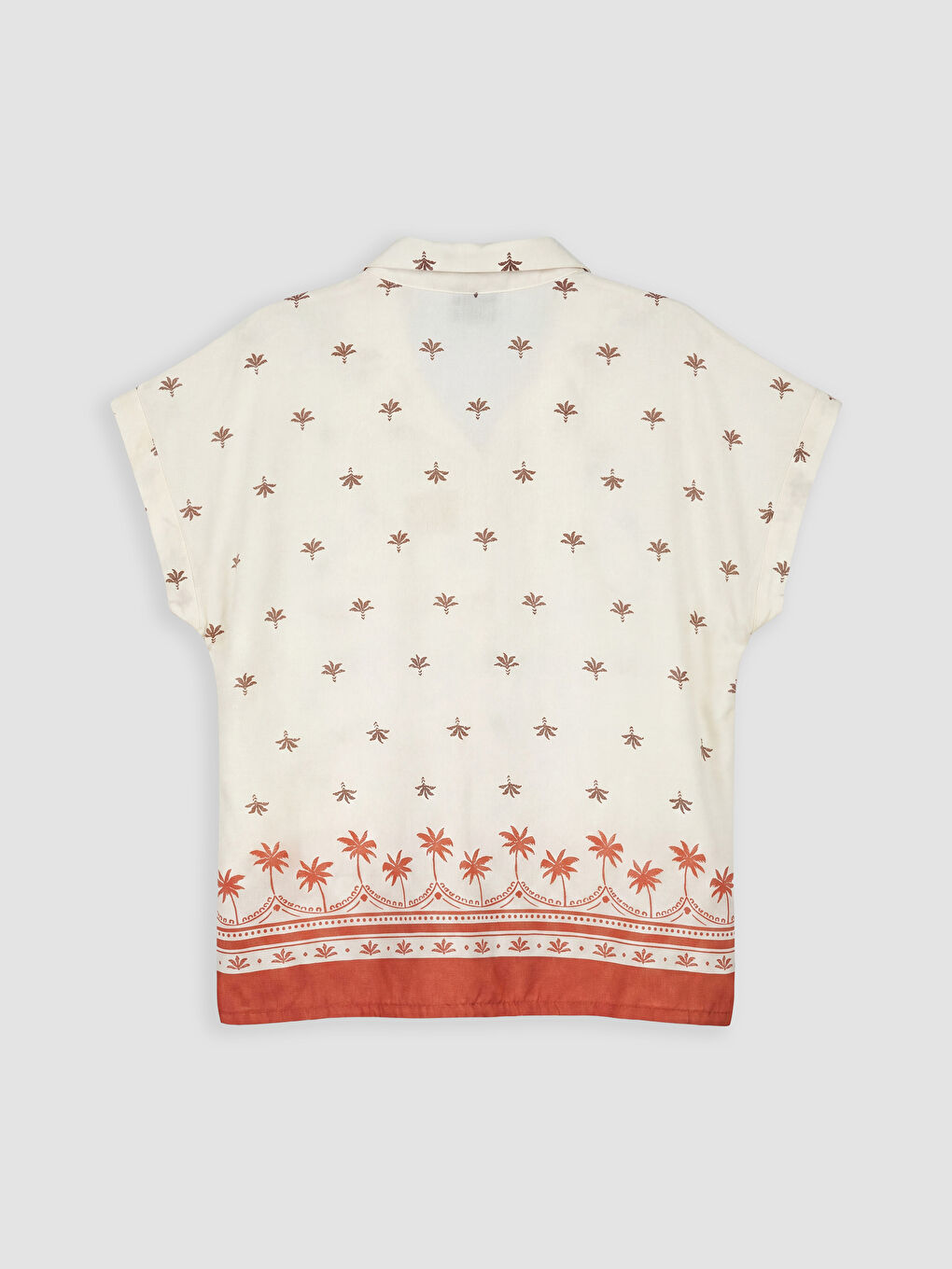 Ekru Desenli Kız Çocuk Gömlek-1