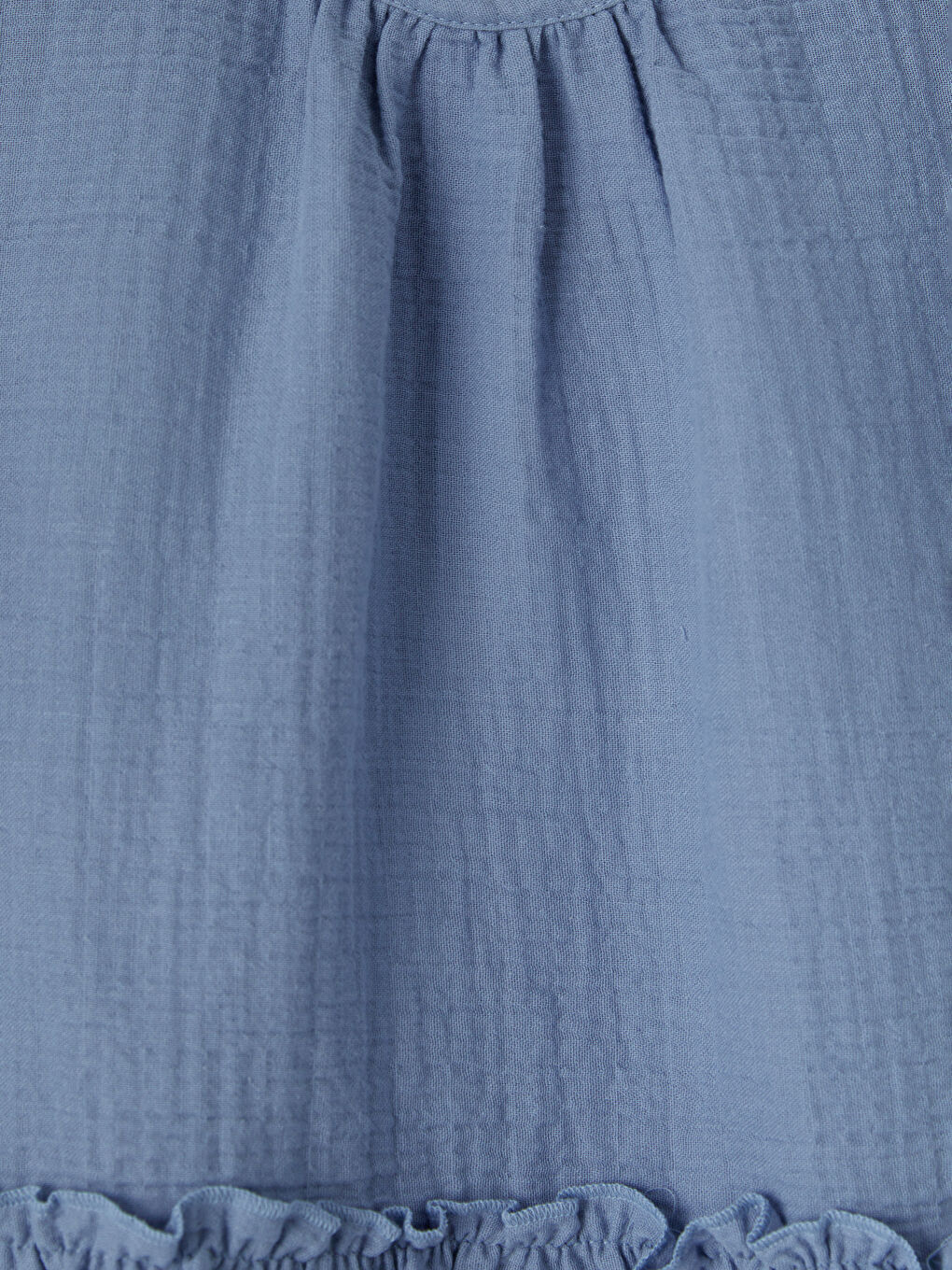 Mavi Bisiklet Yaka Fırfırlı Kız Çocuk Müslin Bluz-2