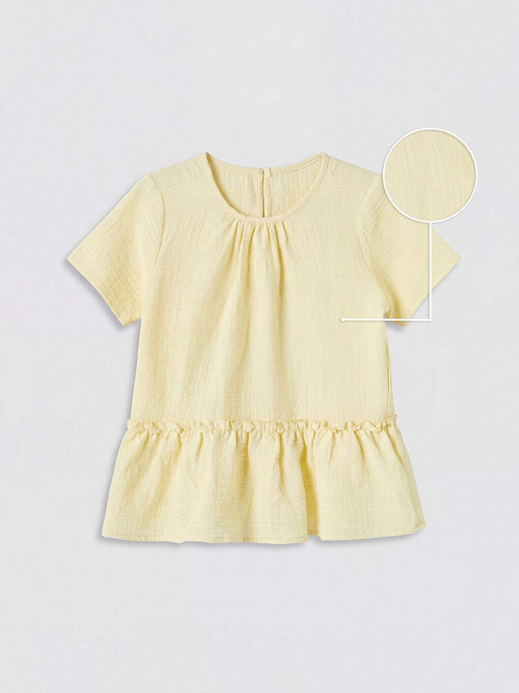 Sarı Bisiklet Yaka Fırfırlı Kız Çocuk Müslin Bluz