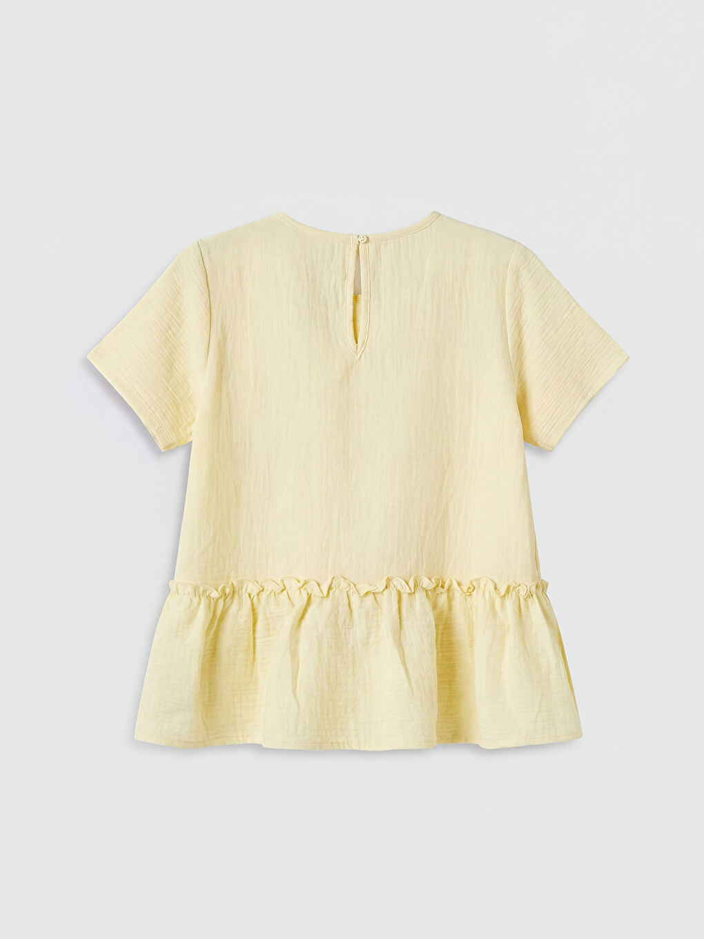 Sarı Bisiklet Yaka Fırfırlı Kız Çocuk Müslin Bluz-1