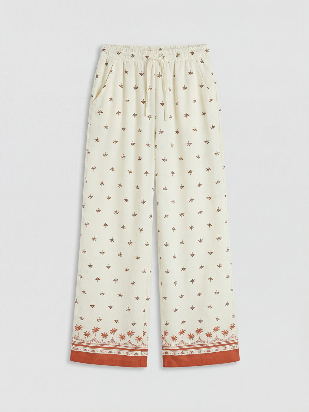 Ekru Kız Çocuk Desenli Pantolon