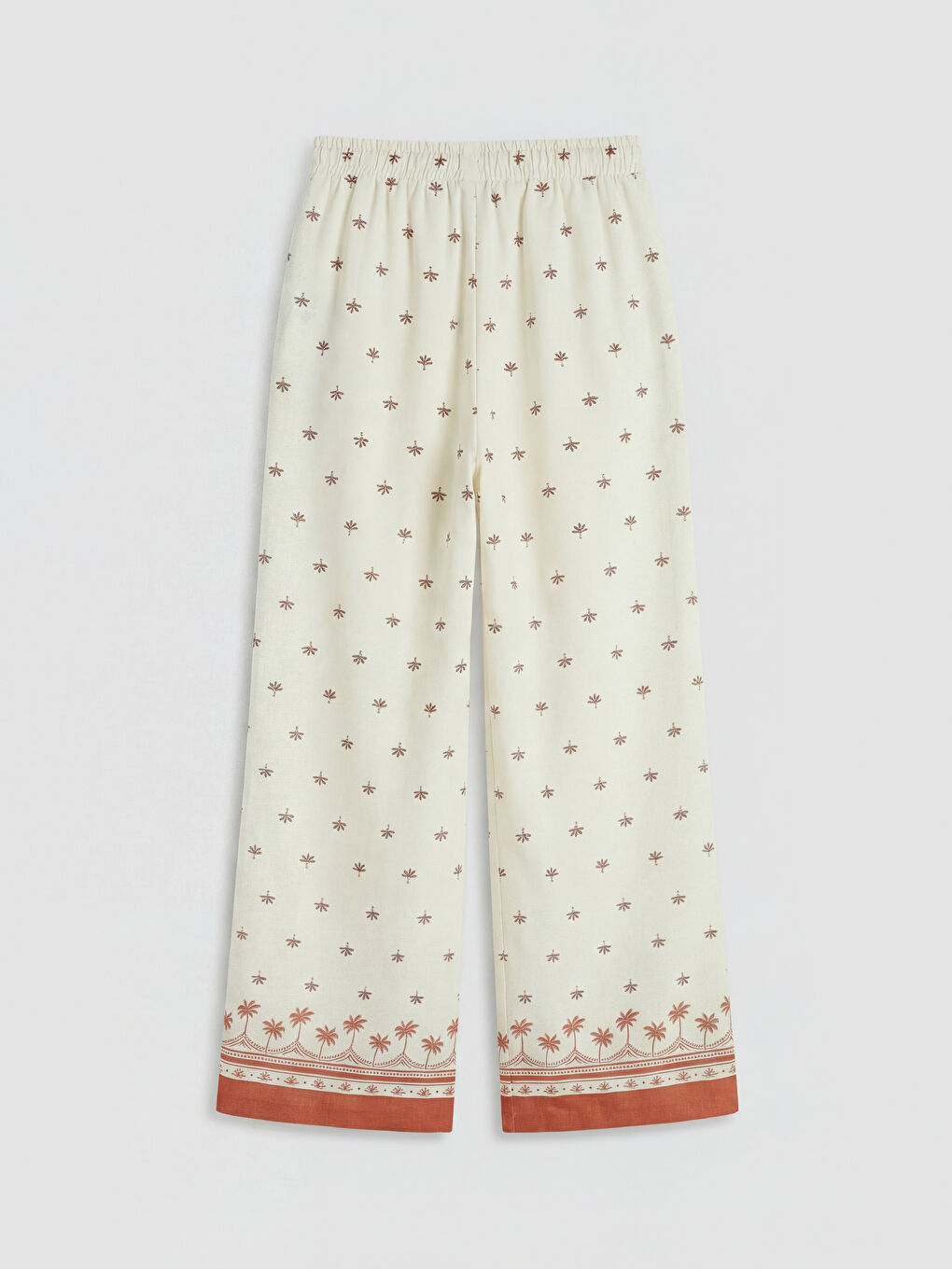 Ekru Kız Çocuk Desenli Pantolon-1