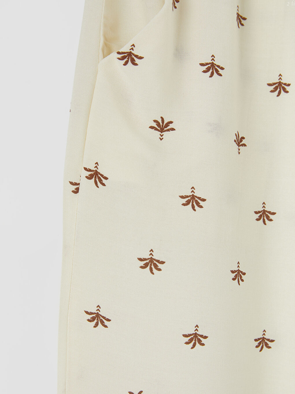 Ekru Kız Çocuk Desenli Pantolon-2