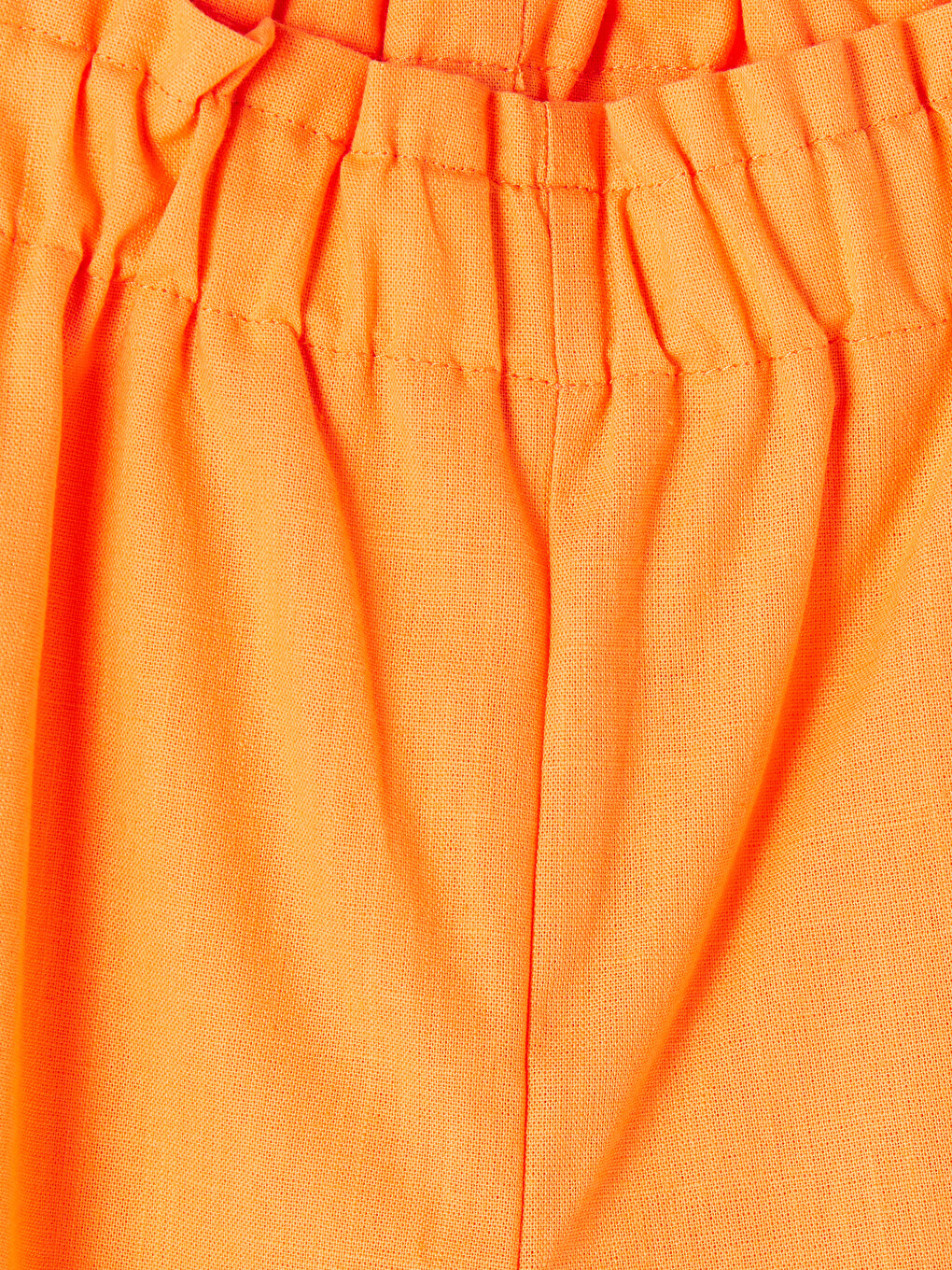 Turuncu Regular Fit Kız Çocuk Keten Görünümlü Pantolon-2