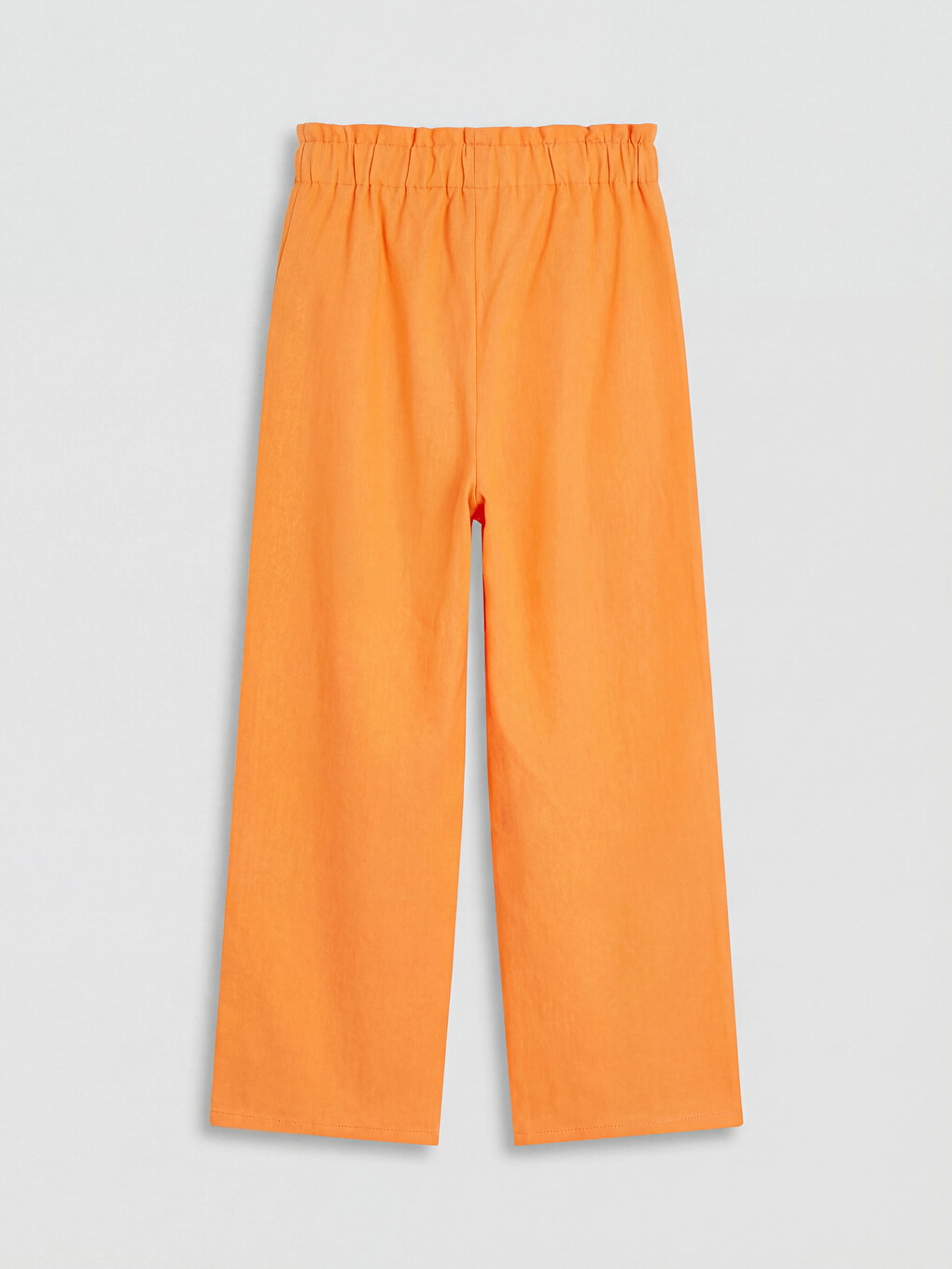 Turuncu Regular Fit Kız Çocuk Keten Görünümlü Pantolon-1