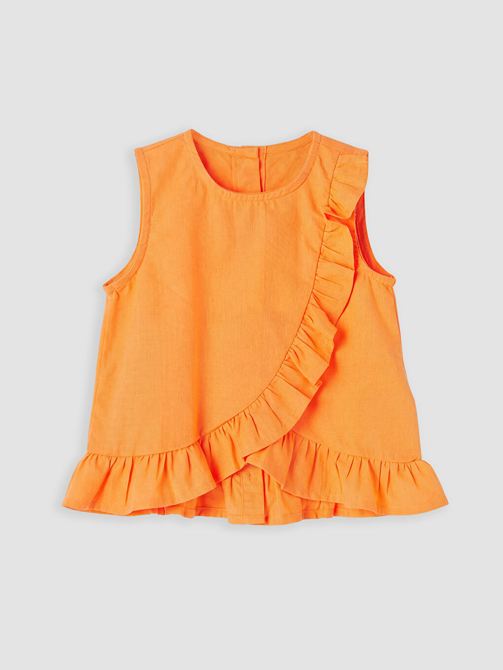 Turuncu Fırfırlı Kız Çocuk Bluz ve Pantolon-1