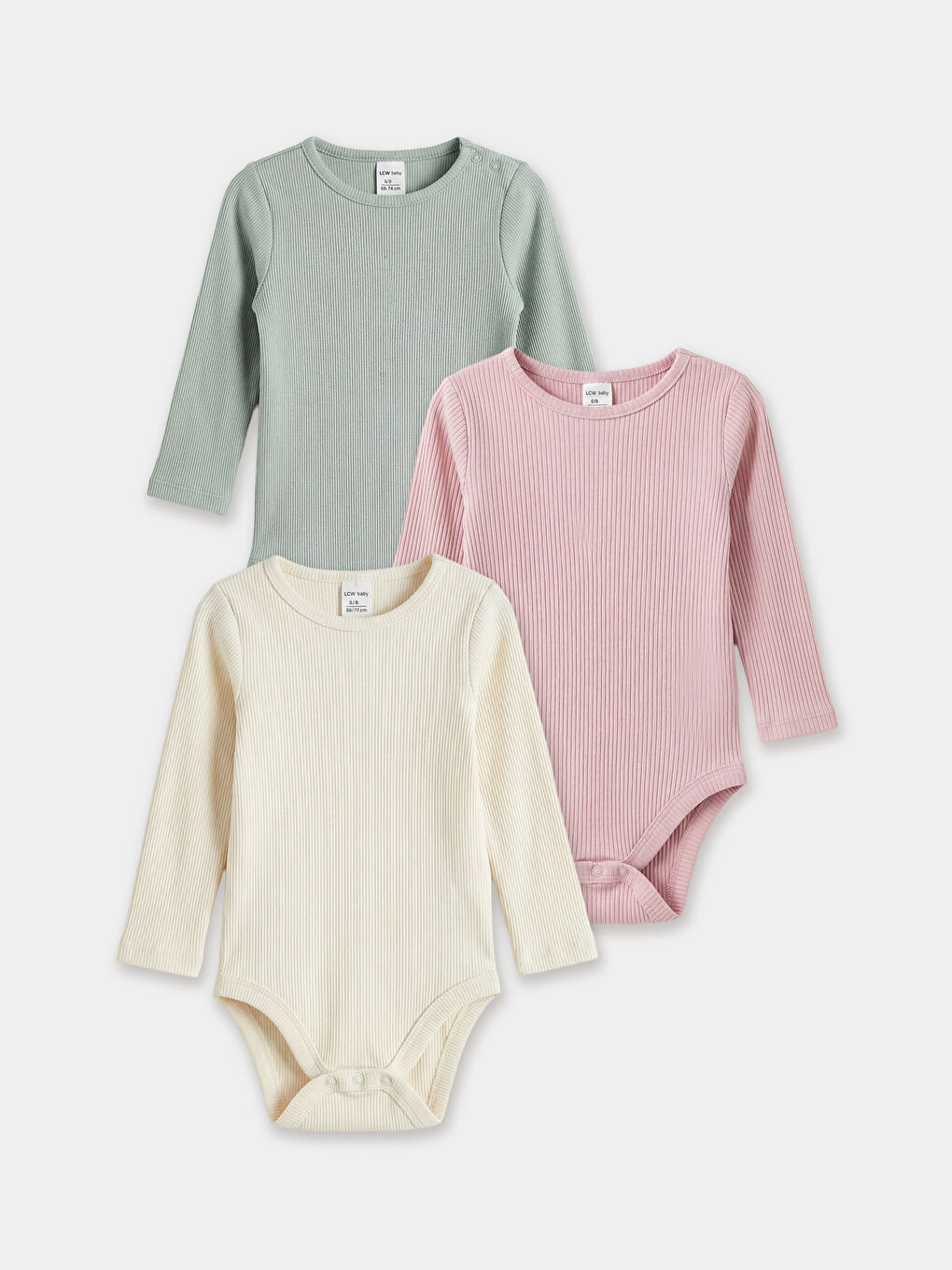 Pembe Uzun Kollu Kız Bebek Çıtçıtlı Body 3'lü