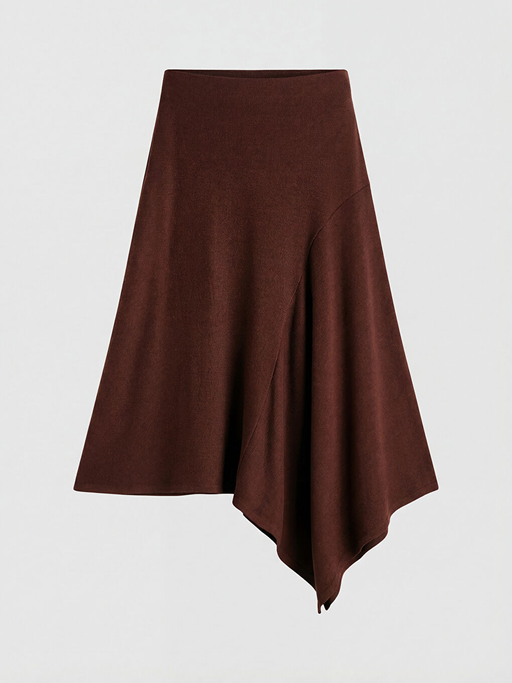 Kahverengi Beli Lastikli Asimetrik Kesim Etek