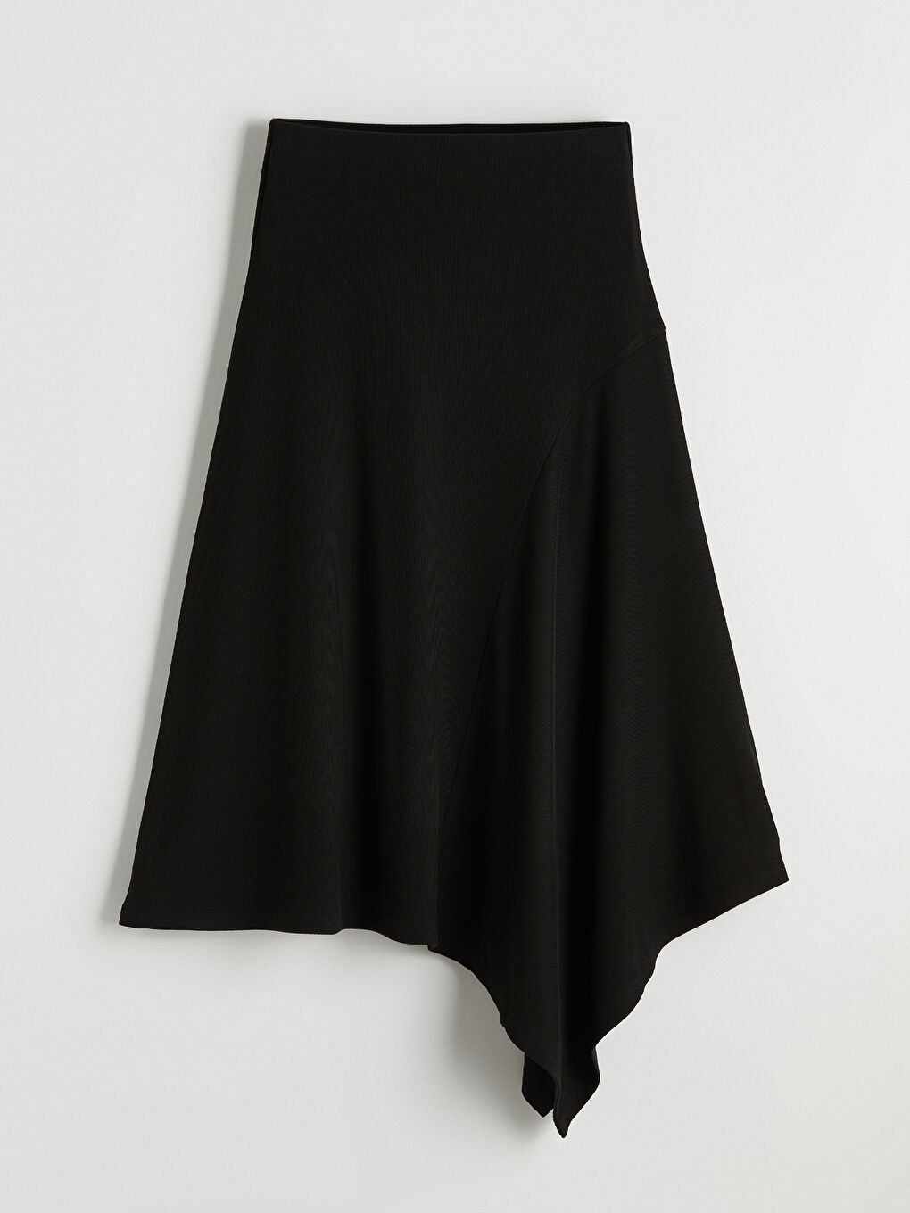 Siyah Beli Lastikli Asimetrik Kesim Etek-4