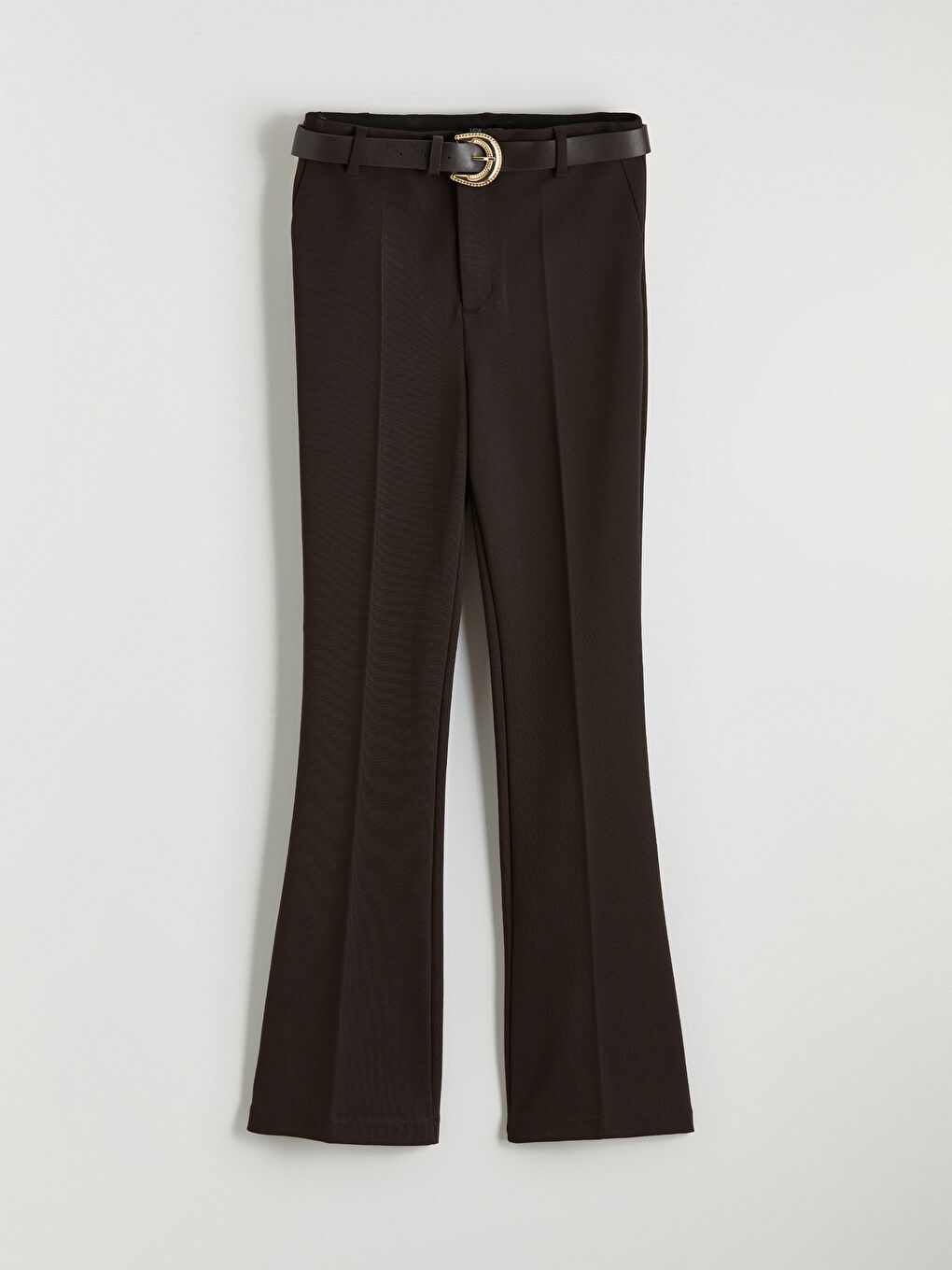 Kahverengi Beli Kemerli İspanyol Paça Kadın Pantolon