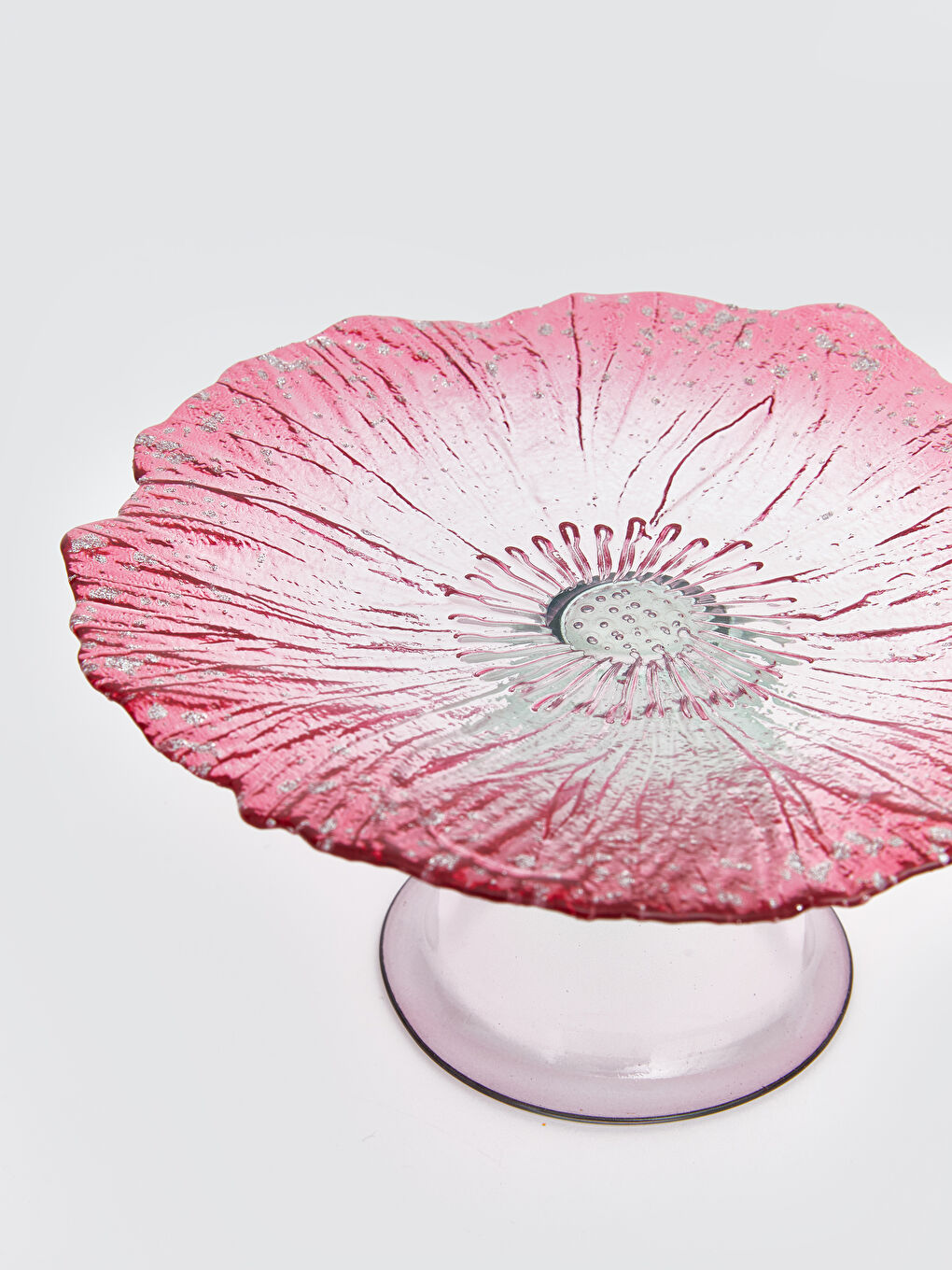 Pembe Çiçek Formlu Cam Ayaklı Sunumluk-3