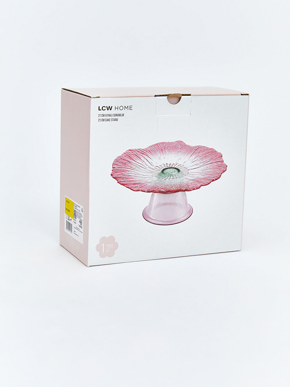 Pembe Çiçek Formlu Cam Ayaklı Sunumluk-4