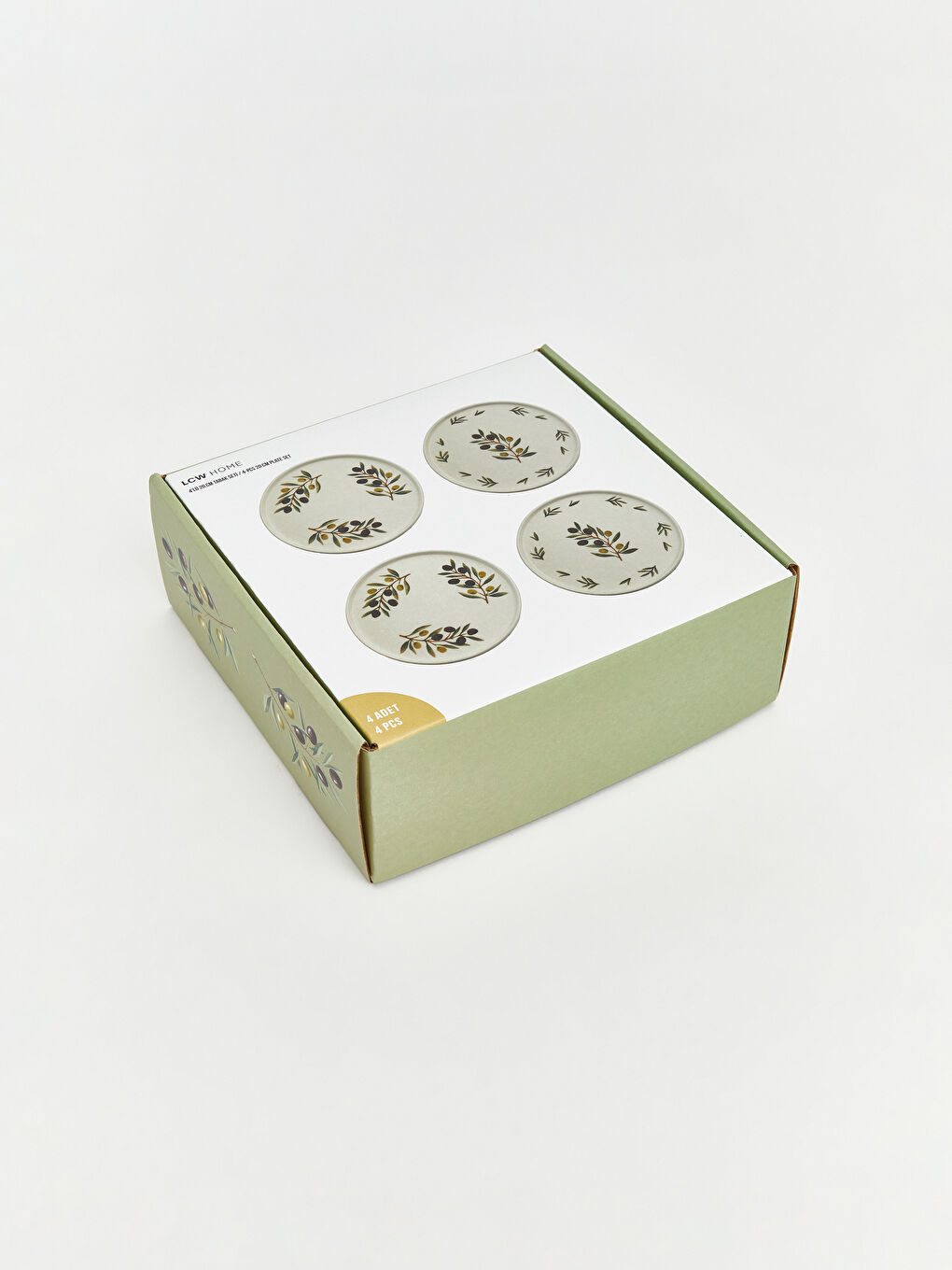 Karışık Zeytin Desenli Seramik Tabak Seti 4'lü 20 cm-3