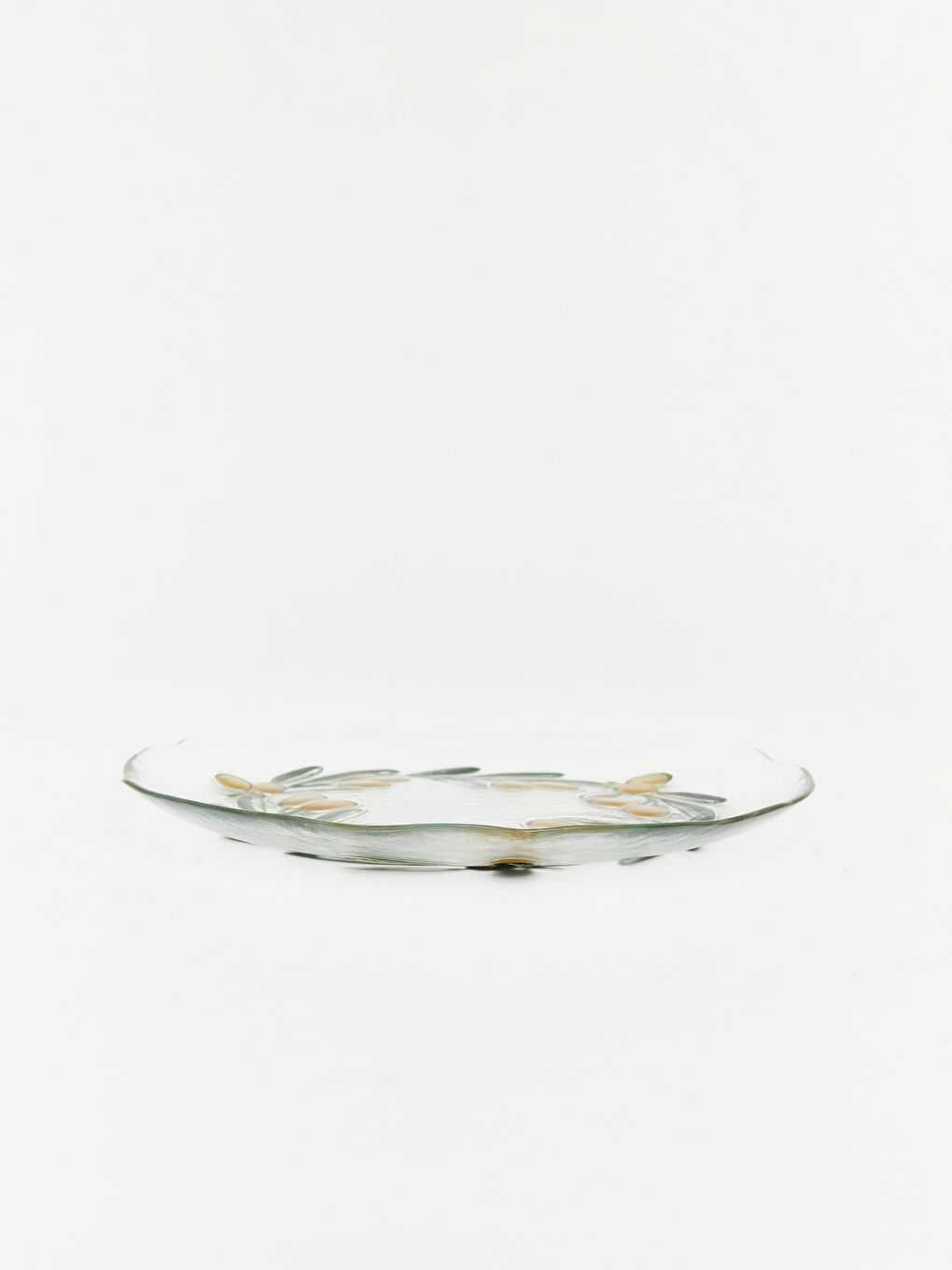 Karışık Zeytin Desenli Cam Pasta Tabağı 21 cm-3