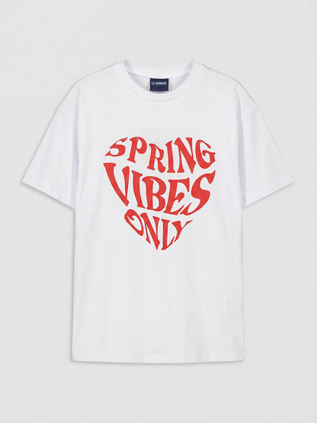 تي شيرت بناتي مطبوع بياقة دائرية