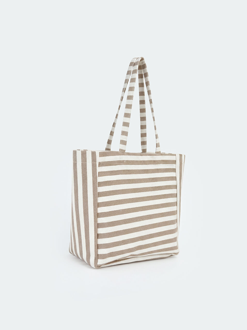 Bej Çizgili Kadın Plaj Çantası-1