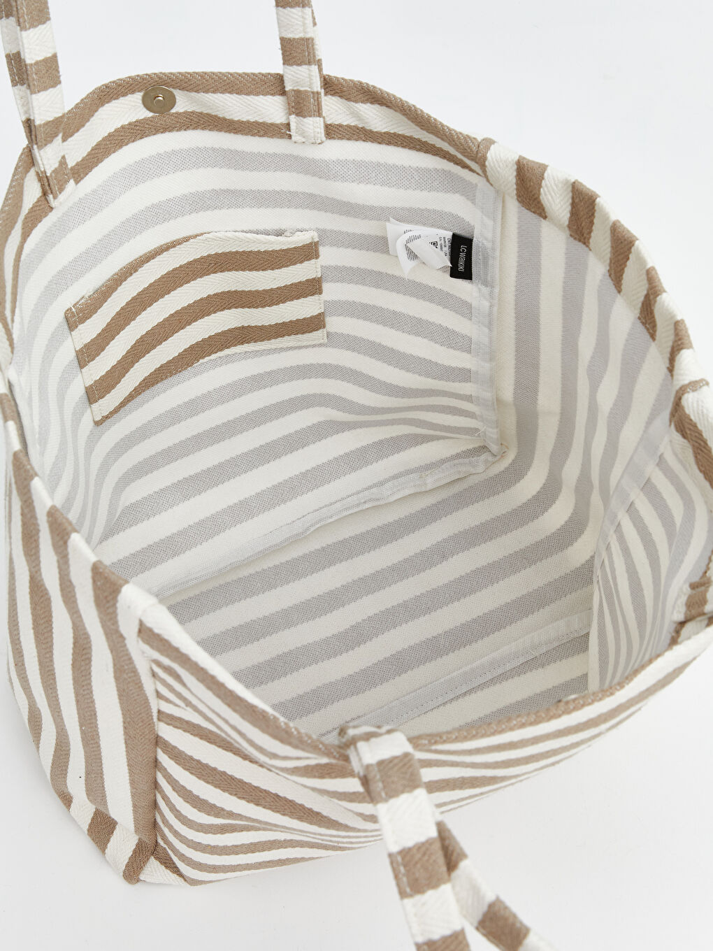 Bej Çizgili Kadın Plaj Çantası-2