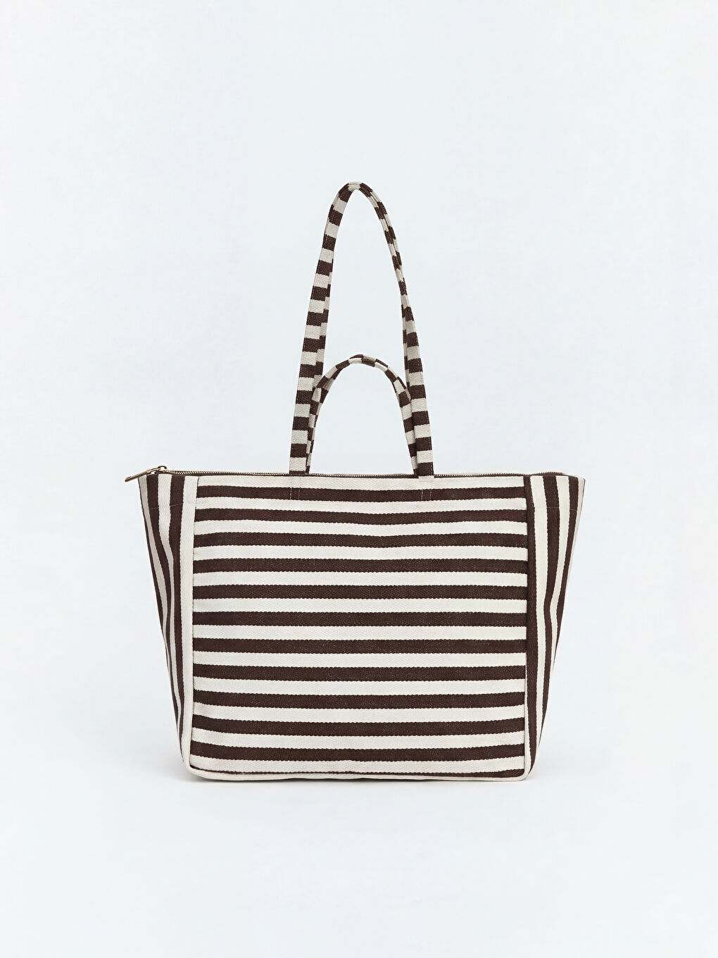 Kahverengi Çizgili Kadın Plaj Çantası