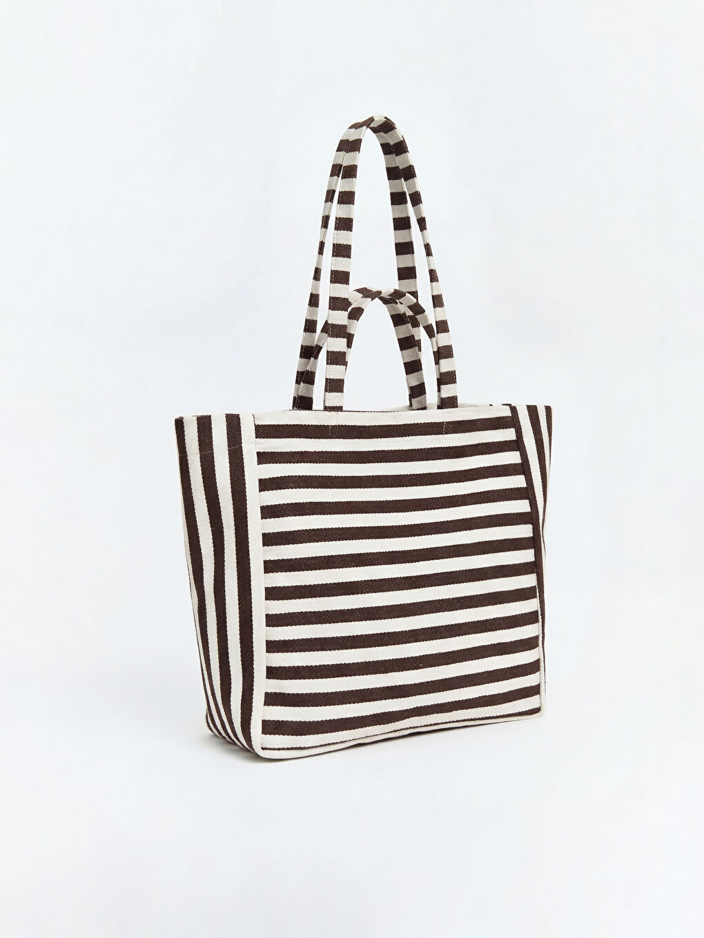 Kahverengi Çizgili Kadın Plaj Çantası-1