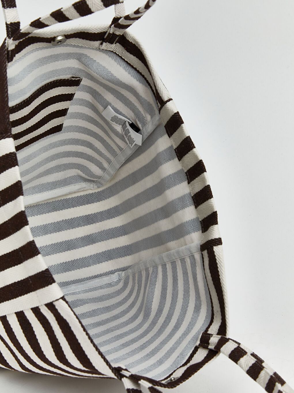 Kahverengi Çizgili Kadın Plaj Çantası-3