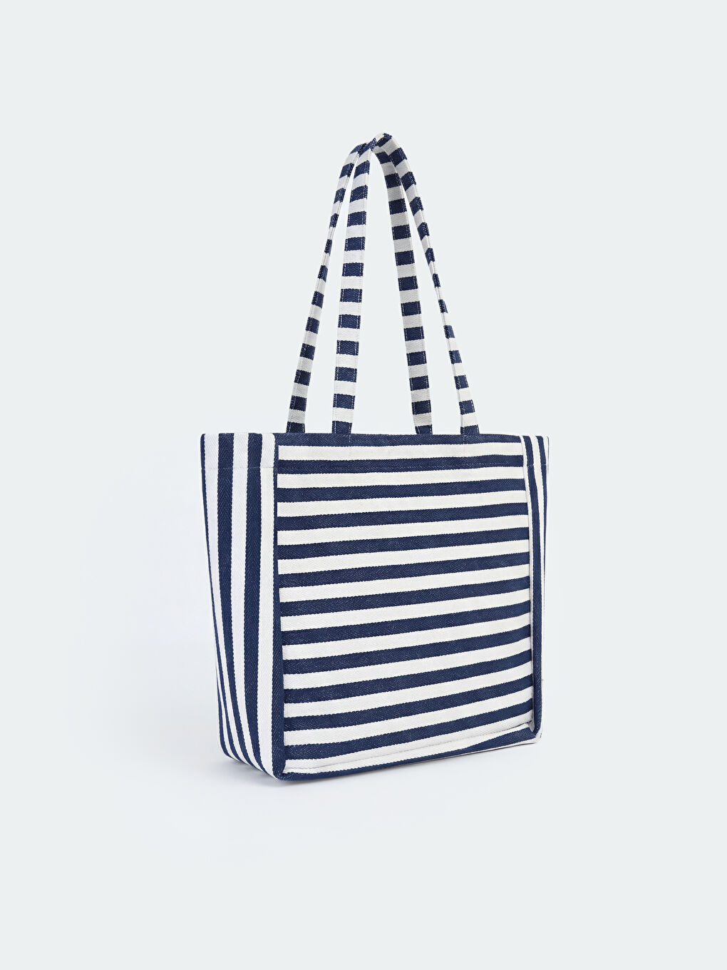 Lacivert Çizgili Kadın Plaj Çantası-1