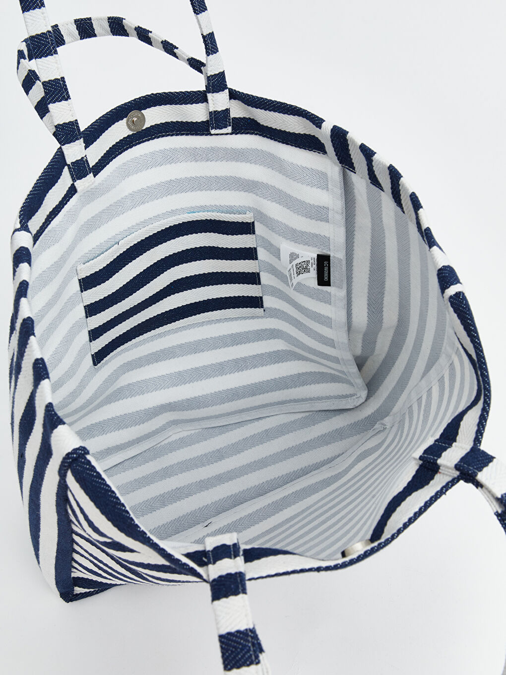 Lacivert Çizgili Kadın Plaj Çantası-2