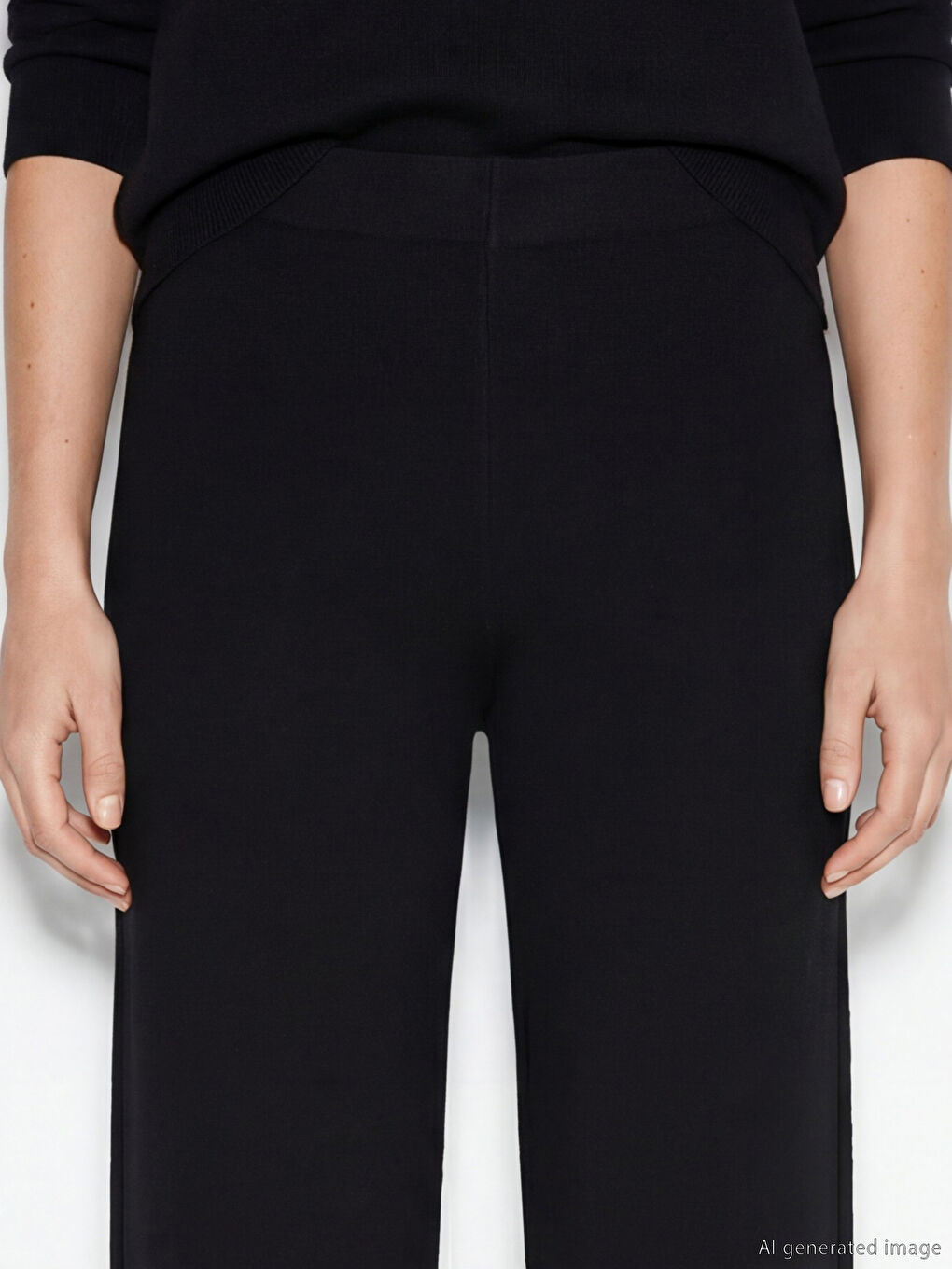 Әйелдерге арналған серпімді белдікті трикотаж шалбар-2