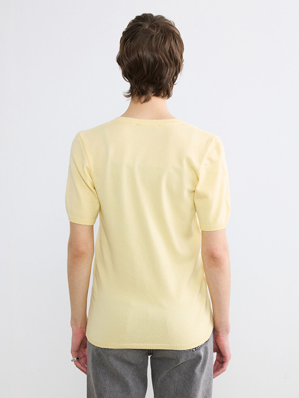 Sarı Yumuşak Dokulu Kadın Triko Hırka-3