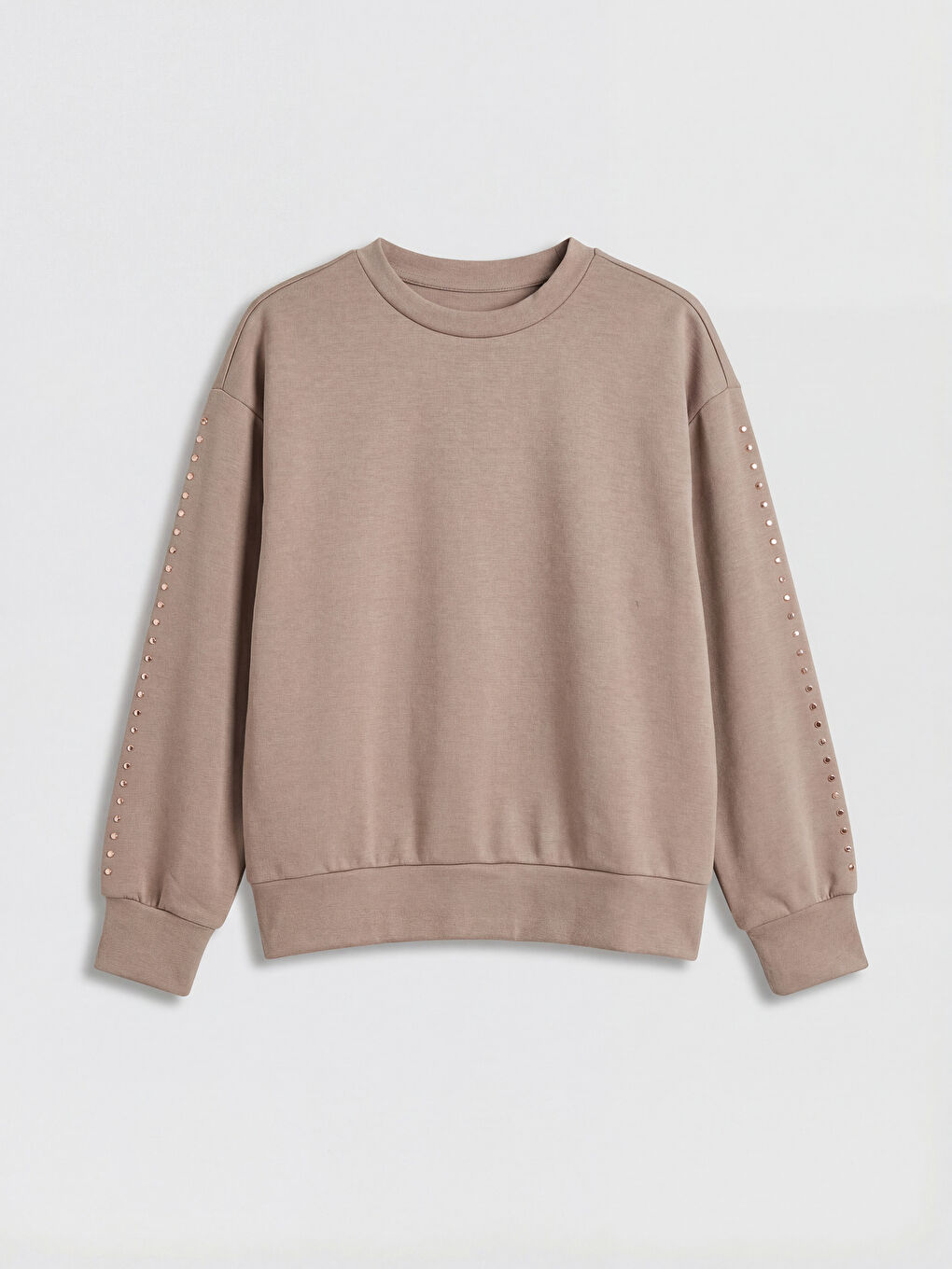 Bej Taş Detaylı Kız Çocuk Soft Touch Sweatshirt