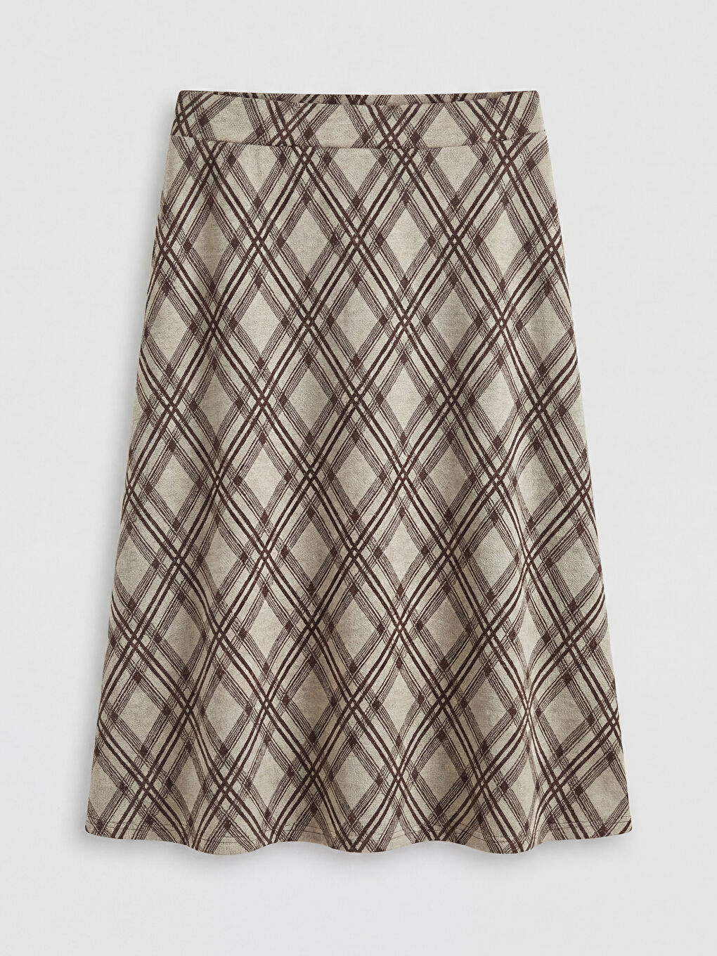 Bej Beli Lastikli Ekose A Kesim Etek-4