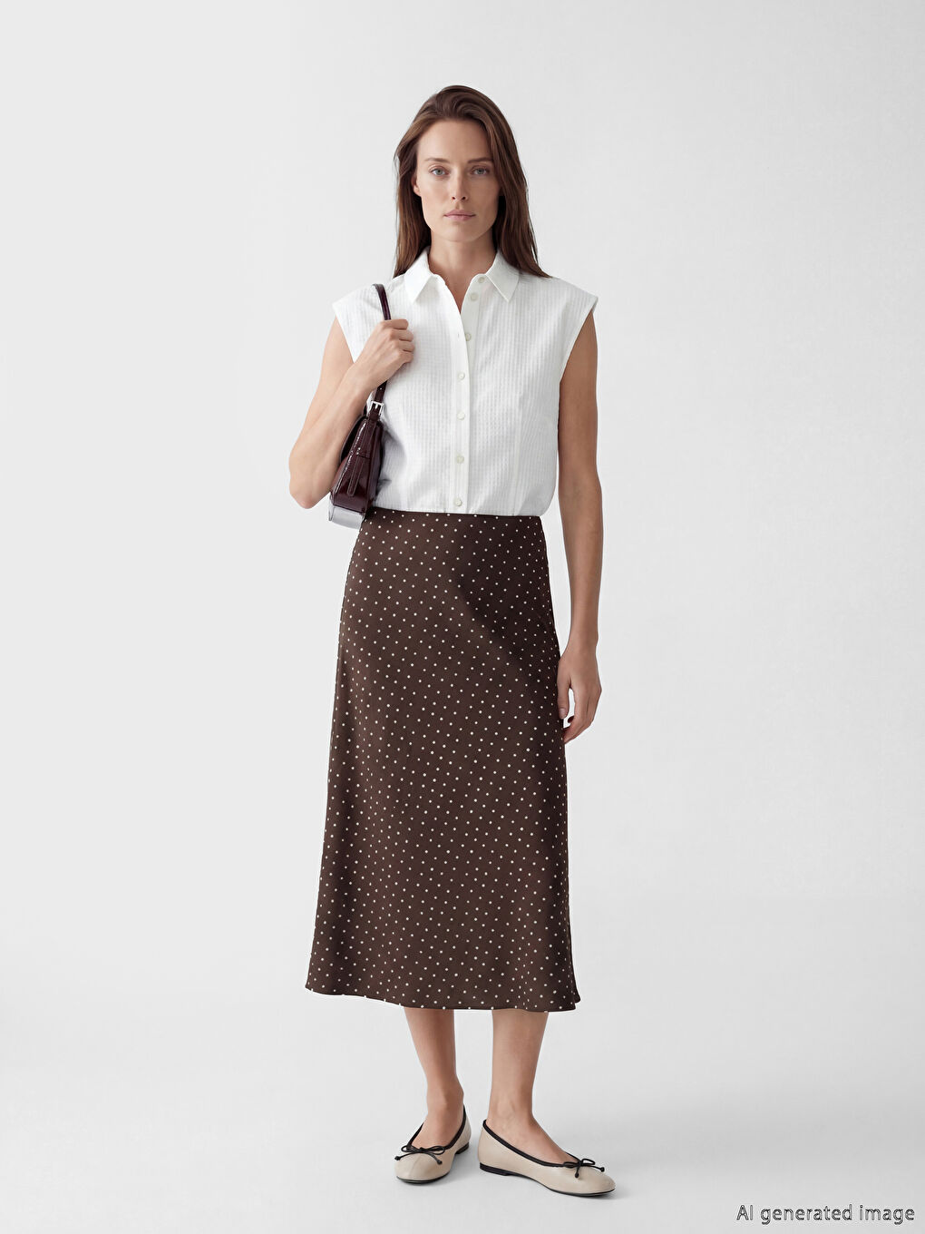 Jupe à pois à taille élastiquée