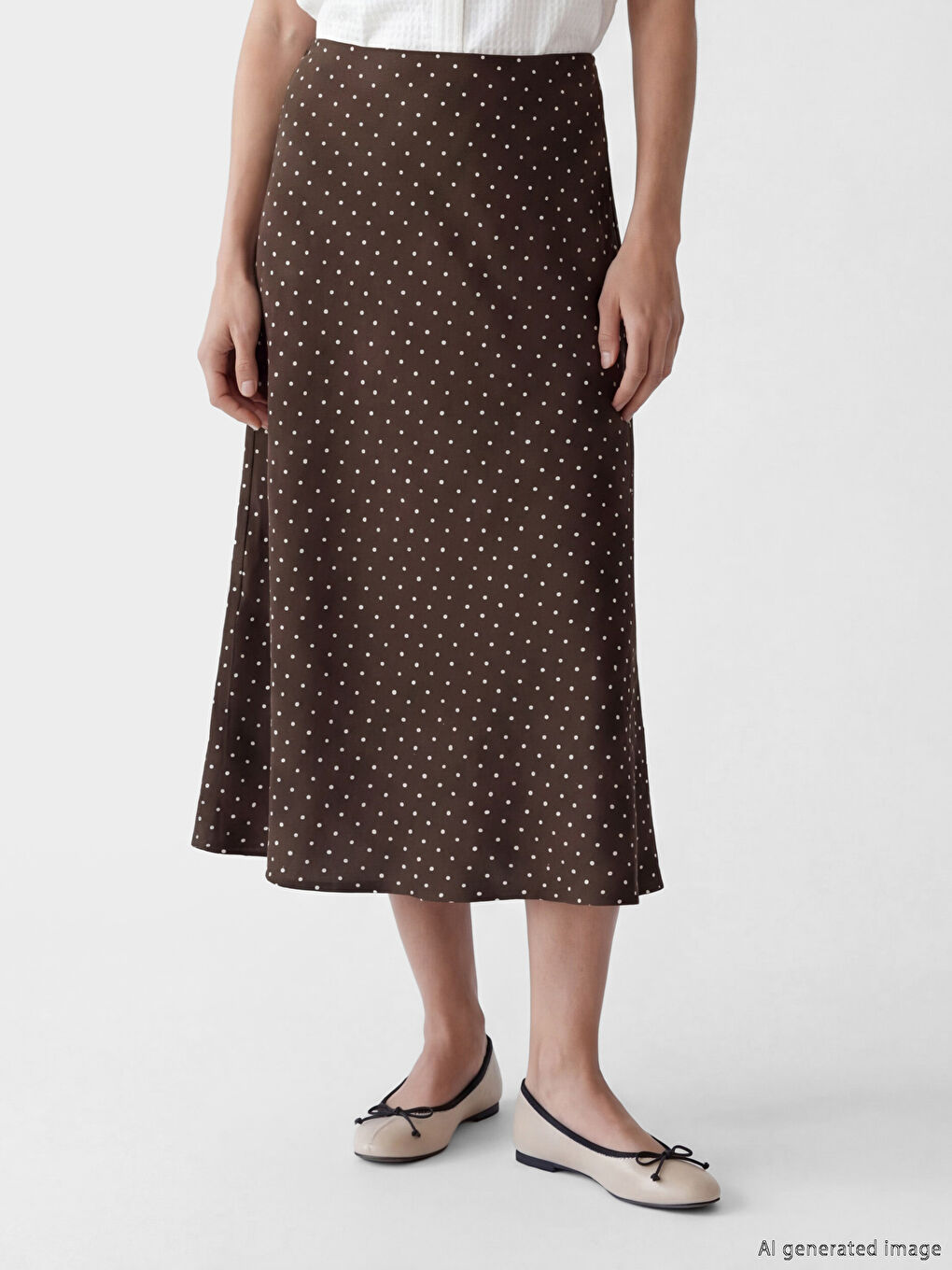 Jupe à pois à taille élastiquée-1