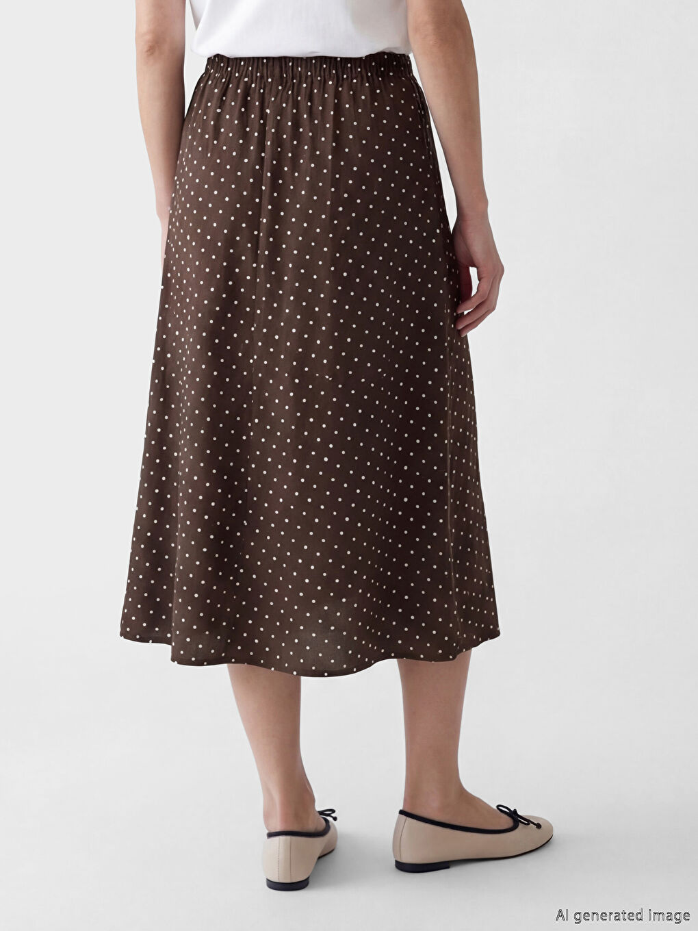 Jupe à pois à taille élastiquée-2