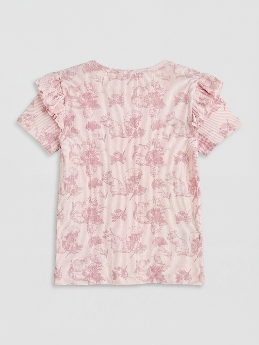 Ruffled Patterned Girls' T-shirt-1