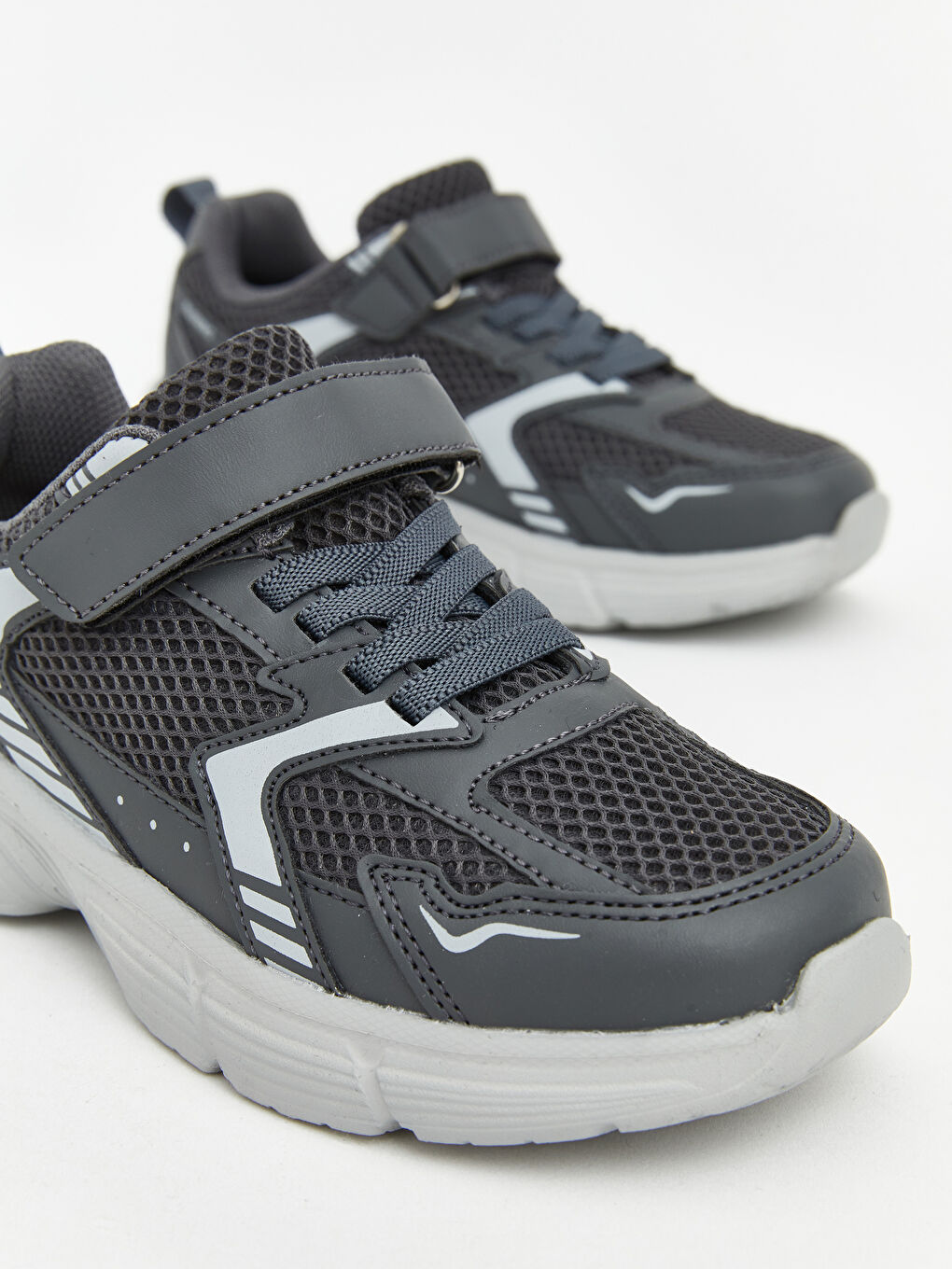 Gri Fileli Erkek Bebek Spor Ayakkabı-2