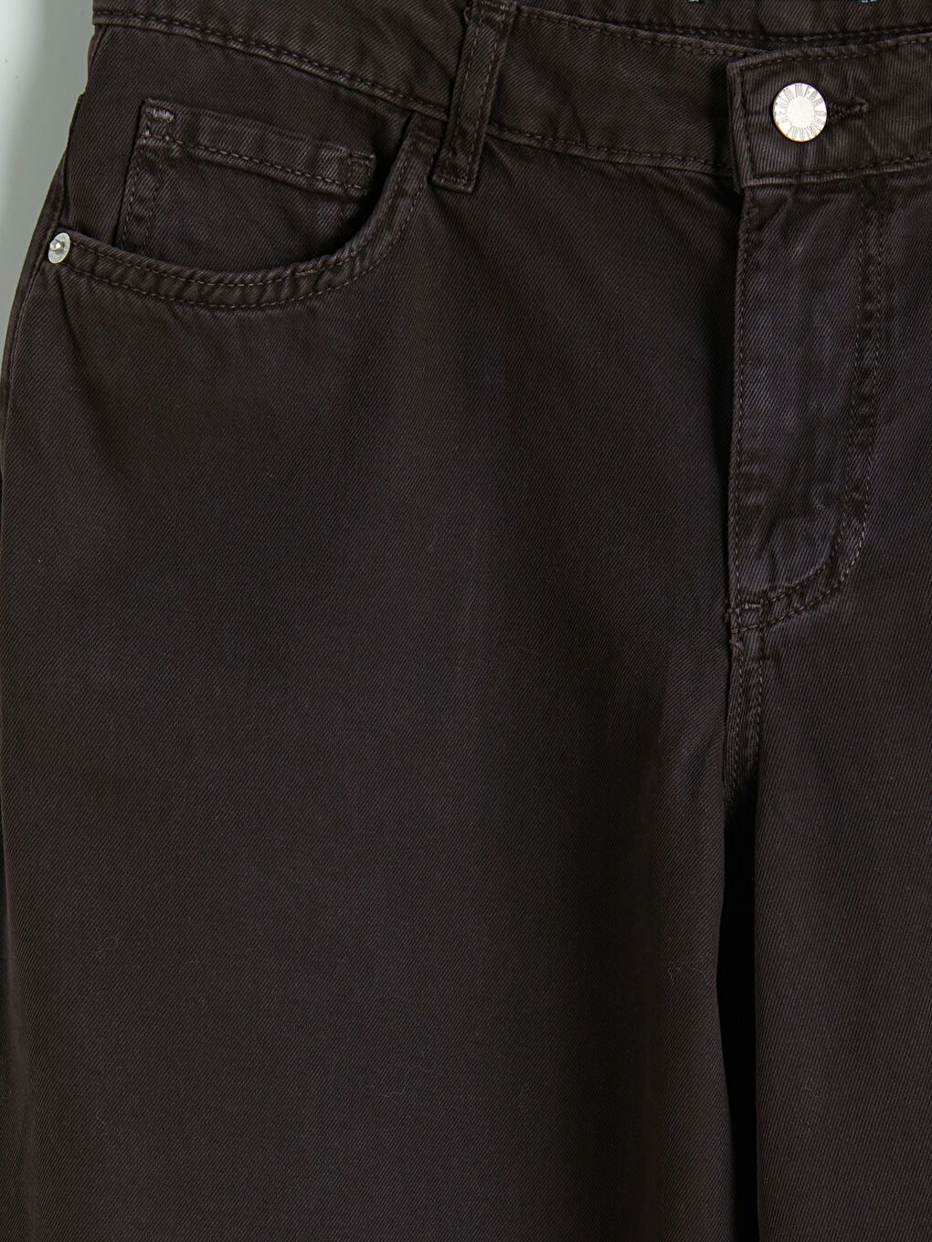 Kahverengi Yüksek Bel Wideleg Kadın Jean Pantolon-6