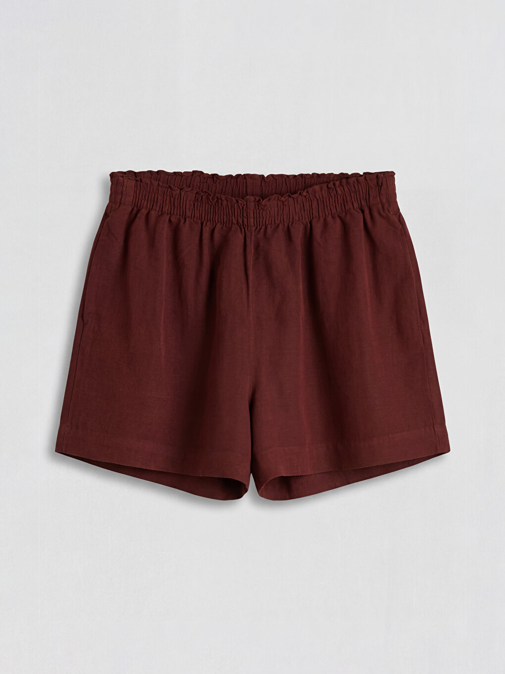 Elastic Waist Linen Blend Women's Shorts-4