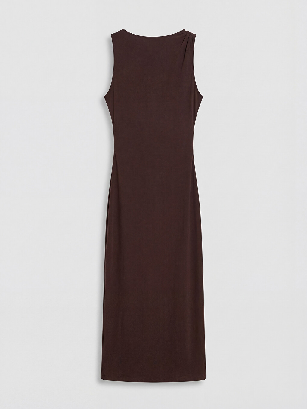 Crew Neck Ruched Slit Dress-5