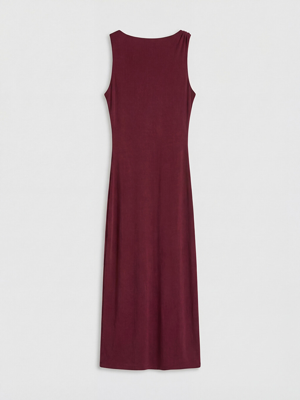 Crew Neck Ruched Slit Dress-5