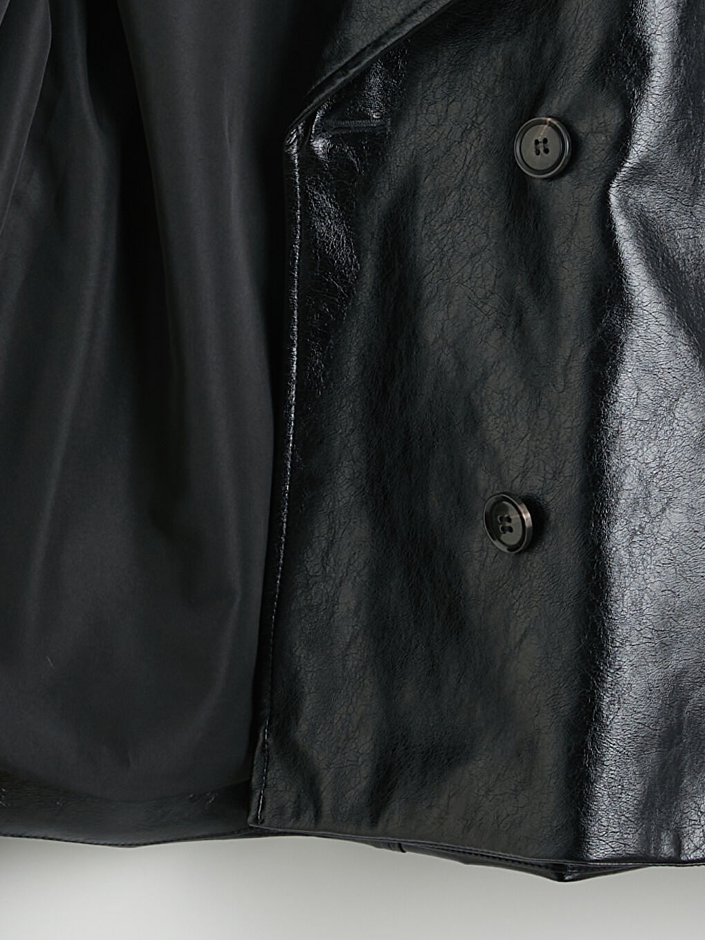 Siyah Kürk Yakalı Kadın Deri Görünümlü Ceket-7