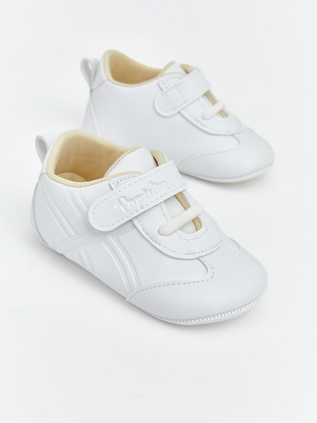 Beyaz Bağcık ve Cırt Cırtlı Erkek Bebek Spor Ayakkabı-2