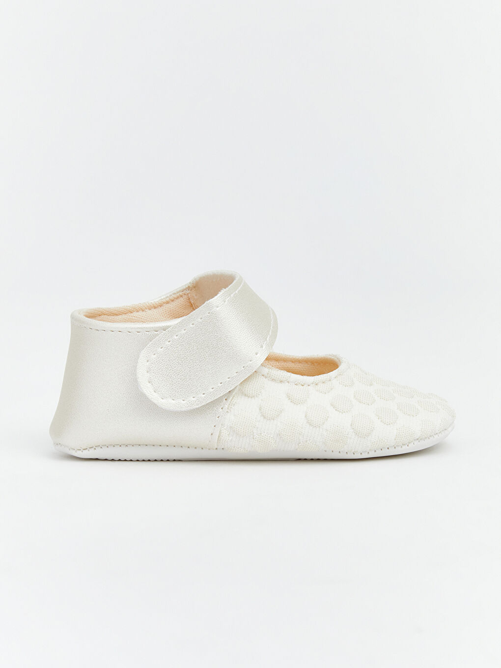 Ekru Cırt Cırtlı Kız Bebek Babet-1