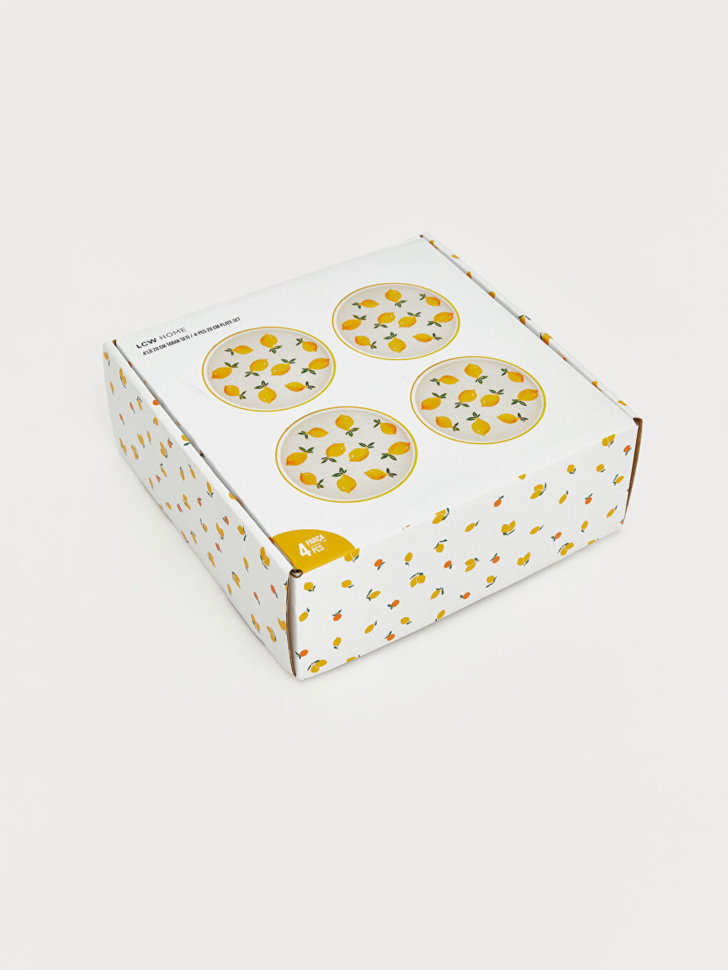 Karışık Limon Desenli Seramik Tabak 4'lü 20 cm-5