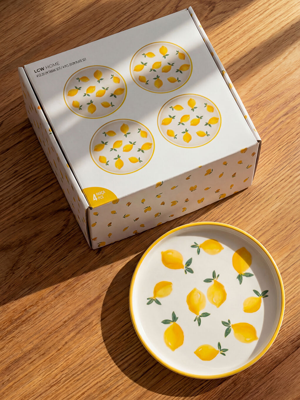 Karışık Limon Desenli Seramik Tabak 4'lü 20 cm-2