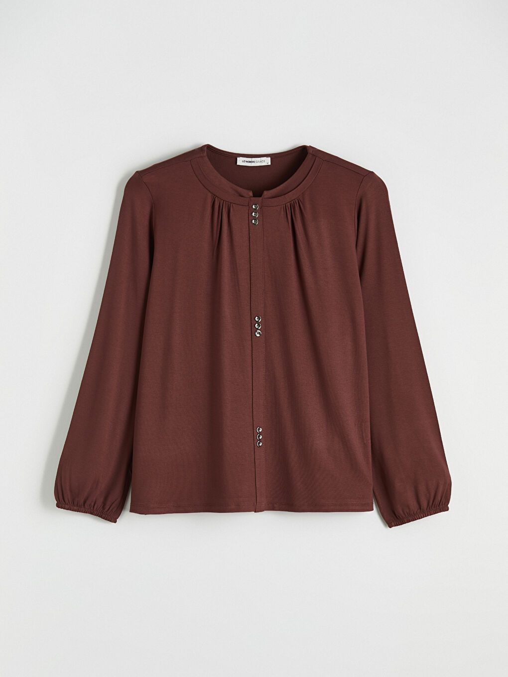 Kahverengi Bisiklet Yaka Büzgülü Bluz