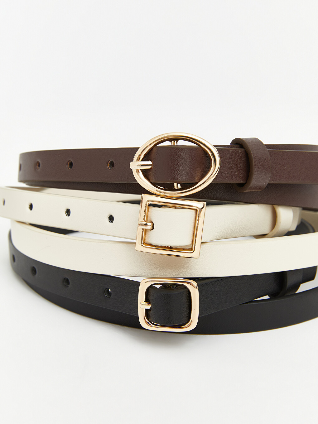 3-Piece Women's Belt Set with Different Buckle Designs-6