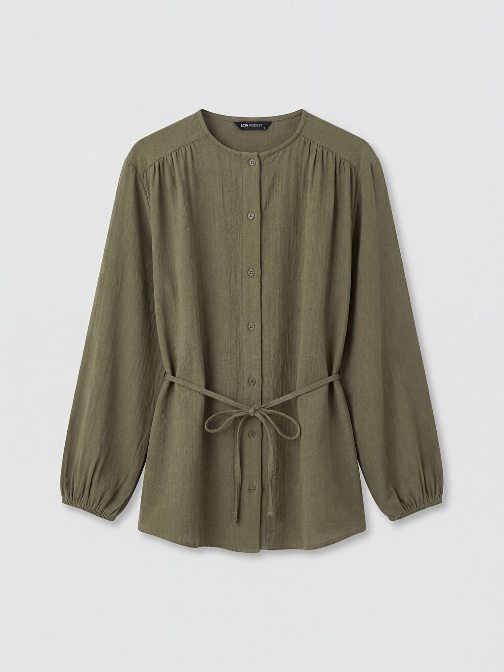 Hakim Yaka Beli Kuşaklı Kadın Gömlek Tunik-4